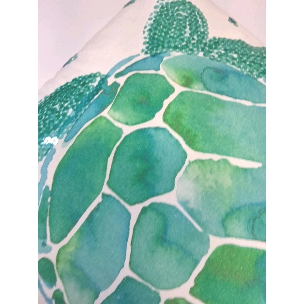 Pottery Barn Sequin Sea Turtle Pillow & Cover 2015 Summer Coastal Beach 16x16